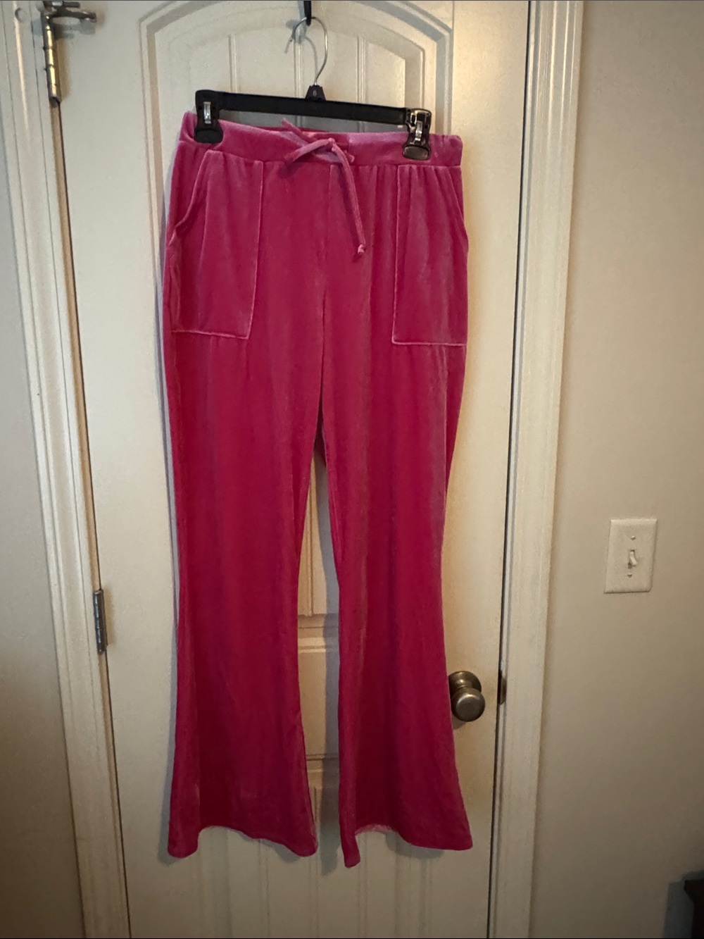 Belle Du Jour Hot Pink Velvet Wide-Leg Lounge Pants
